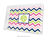 Chevron Pink, Navy, & Lime Lucite Tray
