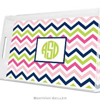 Chevron Pink, Navy, & Lime Lucite Tray