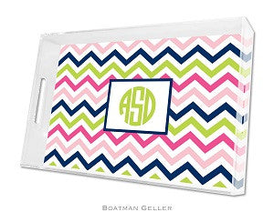 Chevron Pink, Navy, & Lime Lucite Tray
