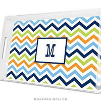 Chevron Blue, Orange, & Lime Lucite Tray