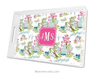Chinoiserie Spring Lucite Tray