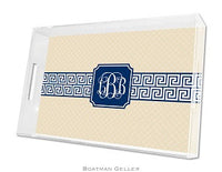 Greek Key Band Navy Lucite Tray
