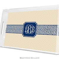 Greek Key Band Navy Lucite Tray