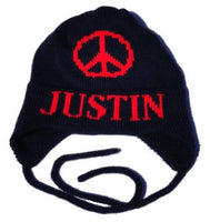 Large Peace Sign Hat with Earflaps
