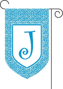 Monogrammed Leopard Print Blue Garden Flag