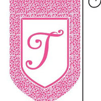 Monogrammed Leopard Print Pink Garden Flag