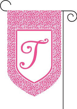 Monogrammed Leopard Print Pink Garden Flag