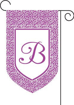 Monogrammed Leopard Print Purple Garden Flag