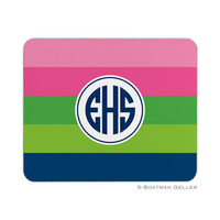 Bold Stripe Pink, Green, & Navy Mouse Pad