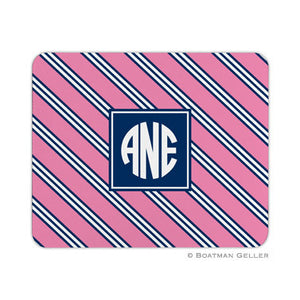 Repp Tie Pink & Navy Mouse Pad