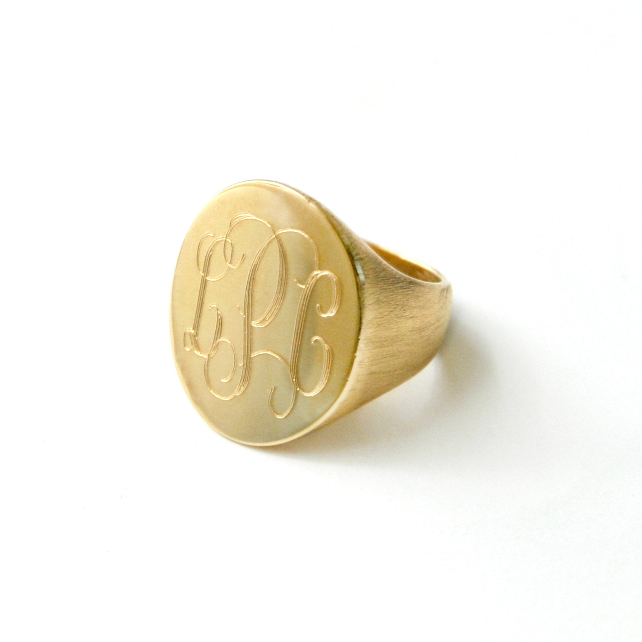 personalized hand engraved monogram initials plate - Gold bracelet