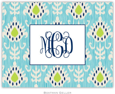 Mia Ikat Teal Foldover Note