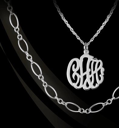 Monogram and CZ or Links Necklace