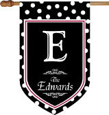 Monogrammed Black Polka Dot House Flag