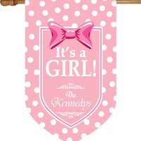 Monogrammed It's a Girl House Flag