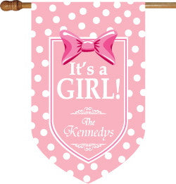 Monogrammed It's a Girl House Flag