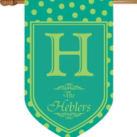 Monogrammed Teal Polka Dot House Flag