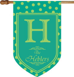 Monogrammed Teal Polka Dot House Flag
