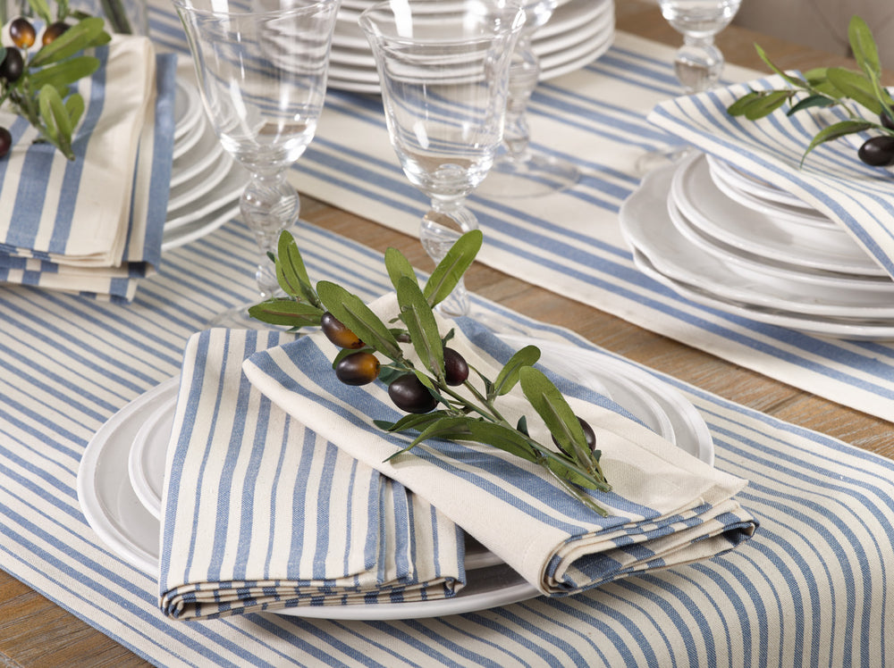 French Blue Striped Napkins S/4