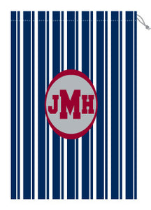 Monogrammed Navy & White Striped Laundry Bag