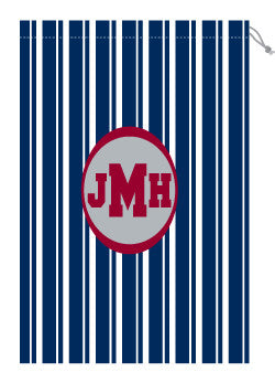 Monogrammed Navy & White Striped Laundry Bag