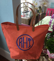 Monogrammed Natural Jute Tote Bag
