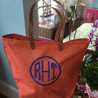 Monogrammed Natural Jute Tote Bag