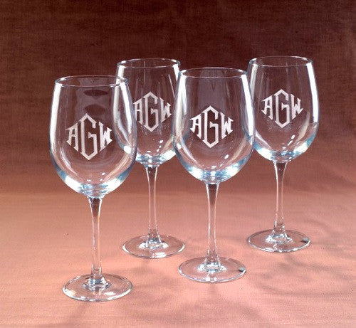 Monogrammed 21 oz. Stemless Wine Glass Set of 4