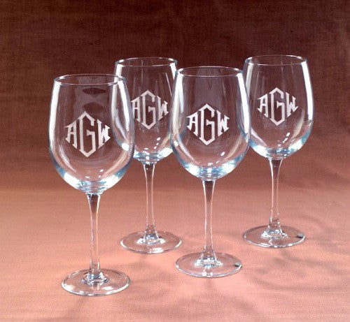 Monogrammed Crystal Wine Glasses