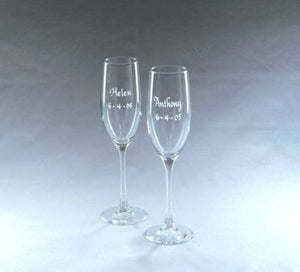 Monogrammed Pair of Classic Crystal Flutes