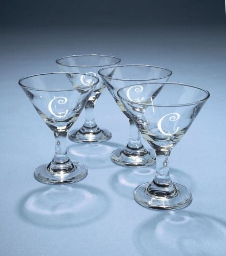 Monogrammed Toby Tini glasses Set of 4