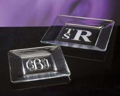 Monogrammed Square Glass Plates