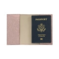 Monogrammed Metallic Leather Passport Holder
