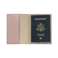 Monogrammed Metallic Leather Passport Holder