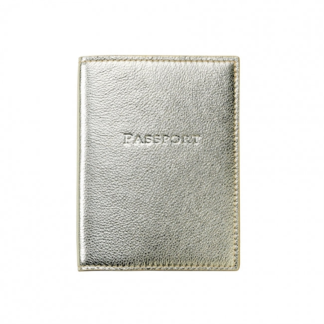 Monogrammed Metallic Leather Passport Holder
