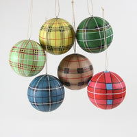 Large Plaid Ball Ornament