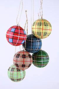 Large Plaid Ball Ornament