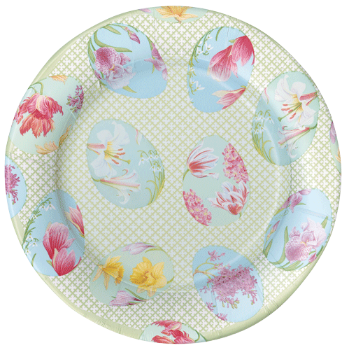 Floral Decorated Egg Dessert Plates