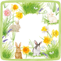 Bunnies & Daffodils Square Dessert Plates