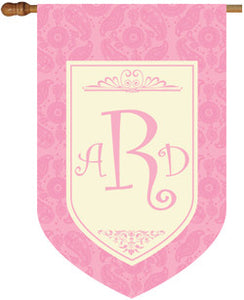 Monogrammed Paisley Pink House Flag