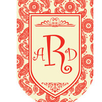 Monogrammed Paisley Red House Flag
