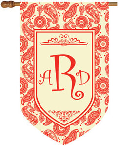 Monogrammed Paisley Red House Flag