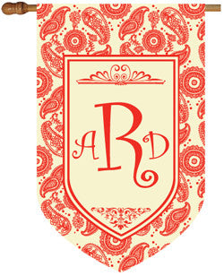 Monogrammed Paisley Red House Flag