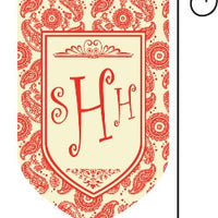 Monogrammed Red Paisley Garden Flag