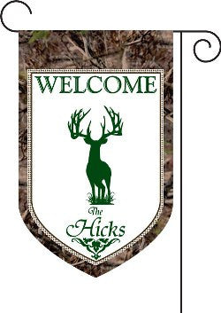 Monogrammed Palmetto Deer Camo Garden Flag