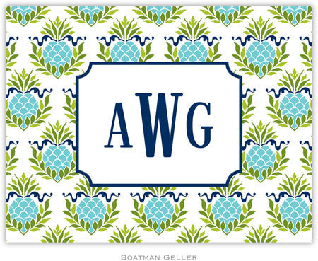 Pineapple Repeat Teal Foldover Note