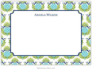 Pineapple Repeat Teal Flat Notecard