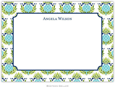 Pineapple Repeat Teal Flat Notecard