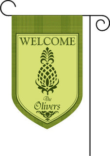Monogrammed  Pineapple Plaid Garden Flag