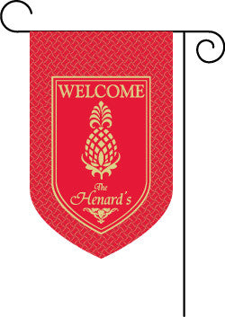 Monogrammed  Pineapple Red Garden Flag